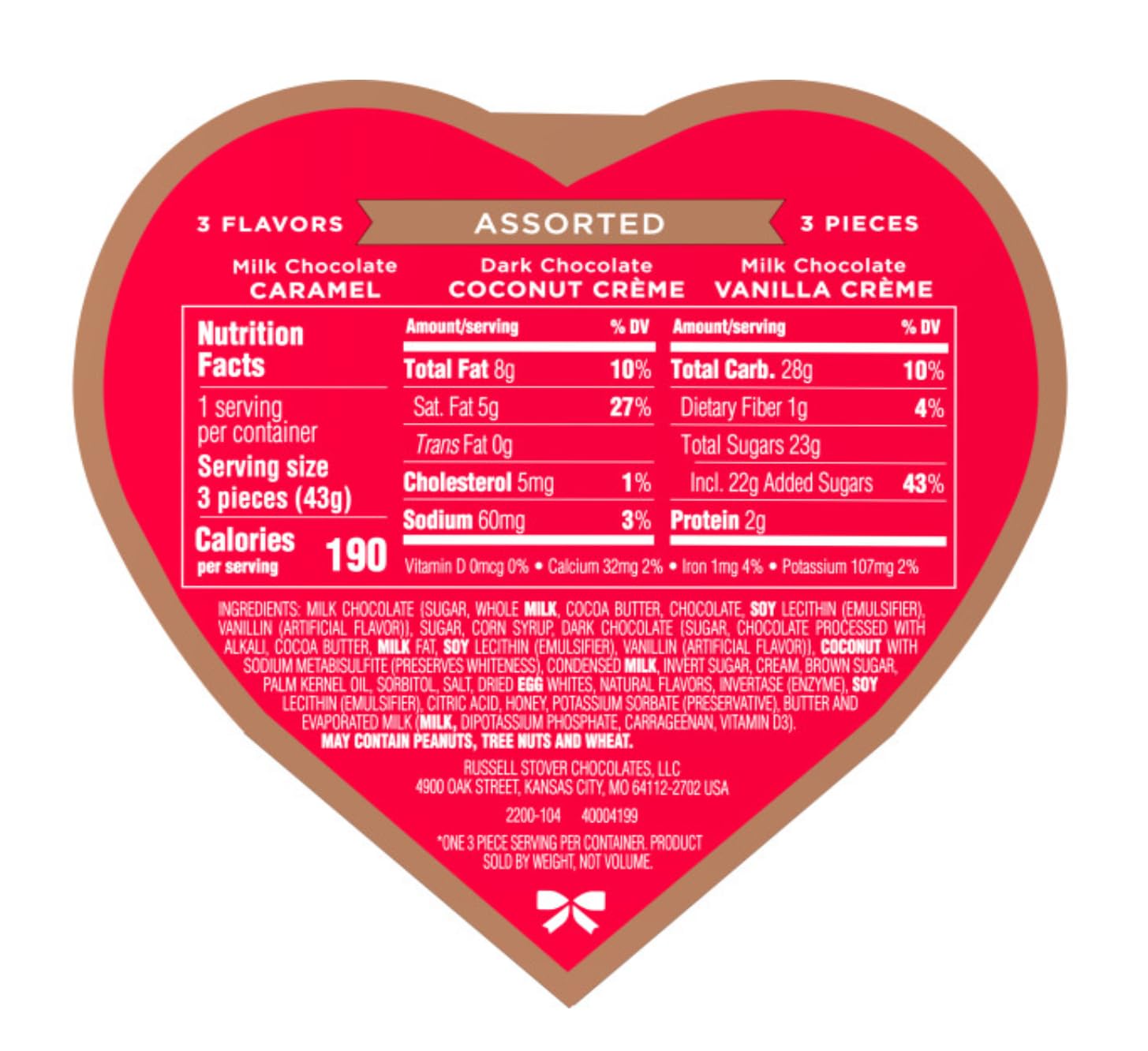 Russell Stover Valentine's Day Cosmic Hearts - Pack of 2-3 Pieces Per Box - Assorted Milk and Dark Chocolate - Great for Giving That Special Someone
