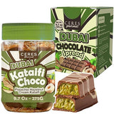 Ceres Gourmet Dubai Spreadable Chocolate- Pistachio Spread with Roasted Phyllo Kataifi, Gourmet Breakfast Choco, Crunchy Dubai Filling (9.7 Oz)