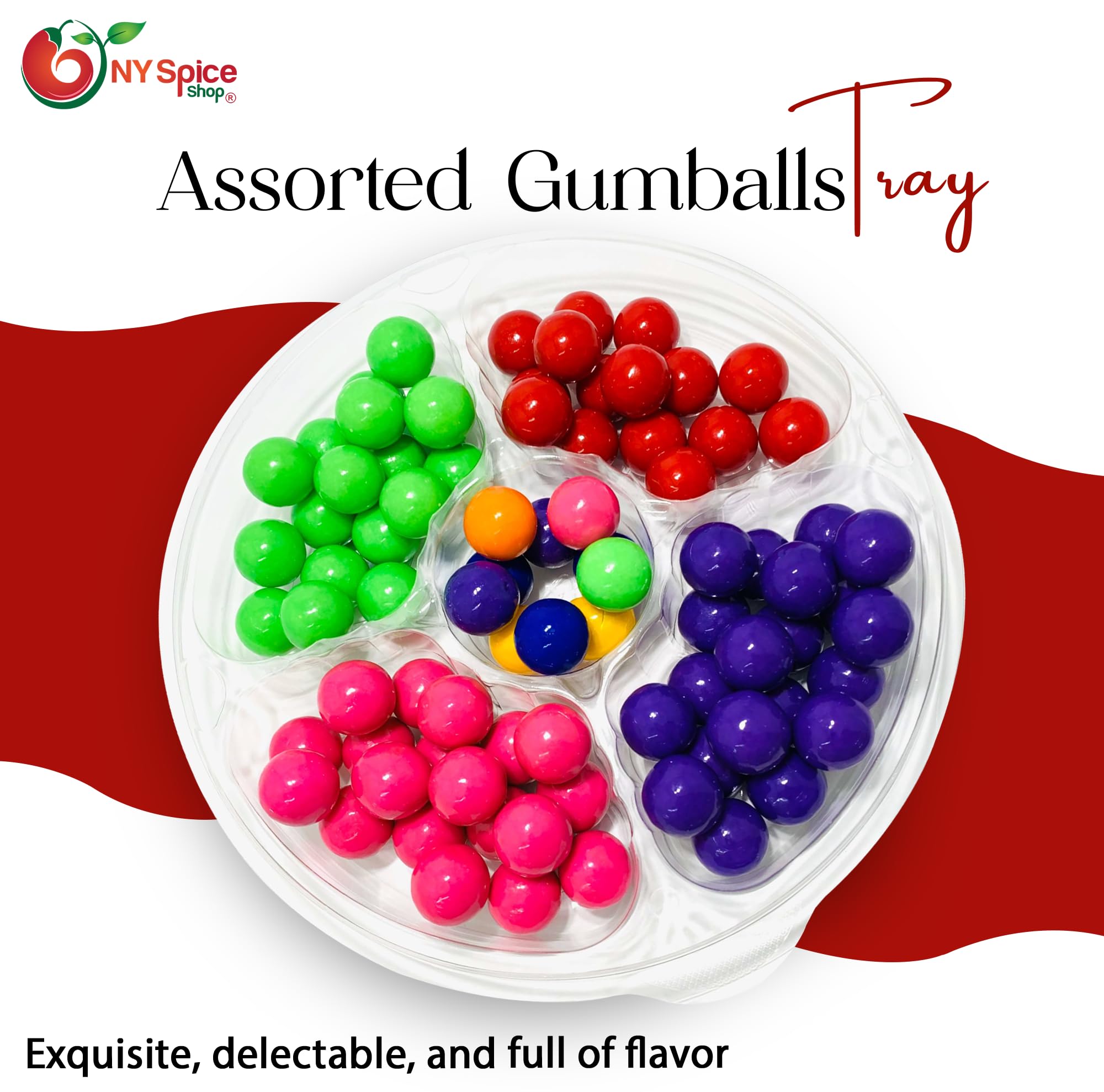 NY Spice Shop Assorted Gumballs Tray - 2 Pound Fruity Gumballs Tray Gift Pack - Gumballs for Candy Buffet - Juicy Fruity Gumballs - Fruit Flavored