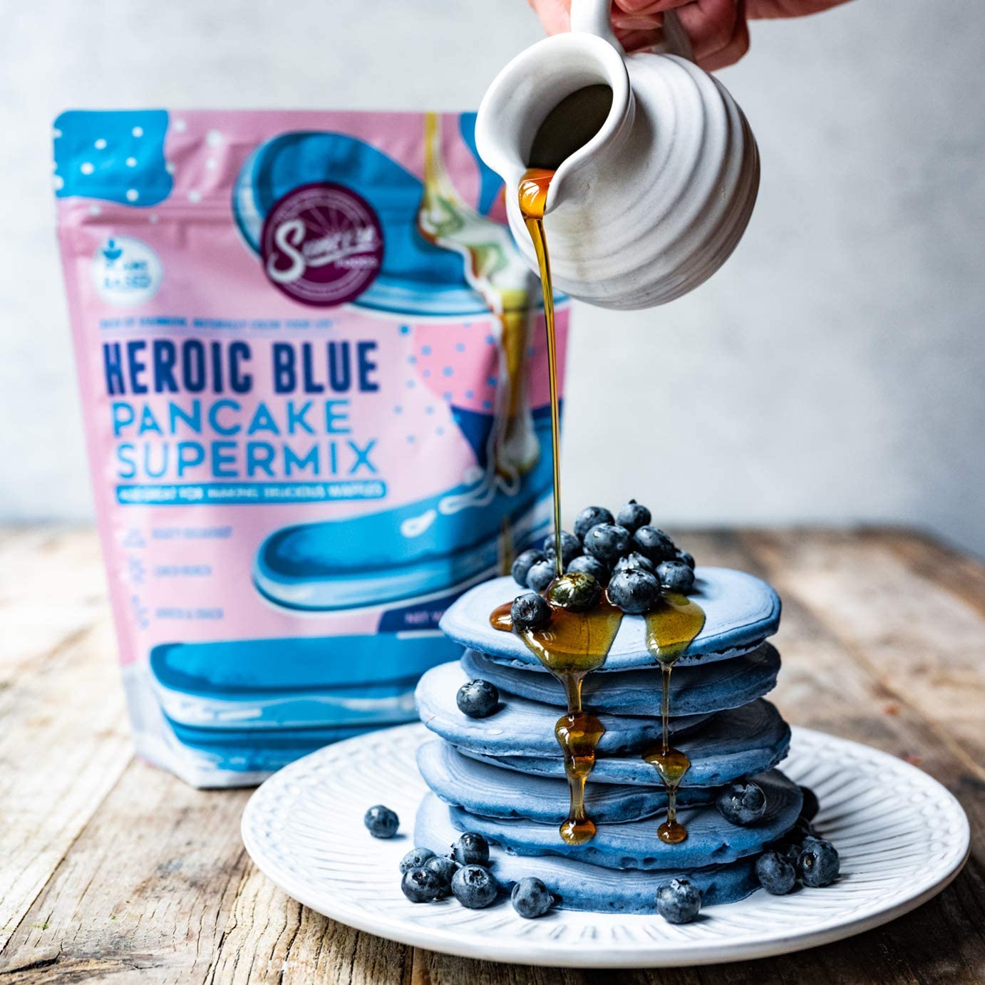 Suncore Foods Heroic Blue Spirulina Pancake & Waffle Mix, Non-GMO, 20oz (1 Pack)
