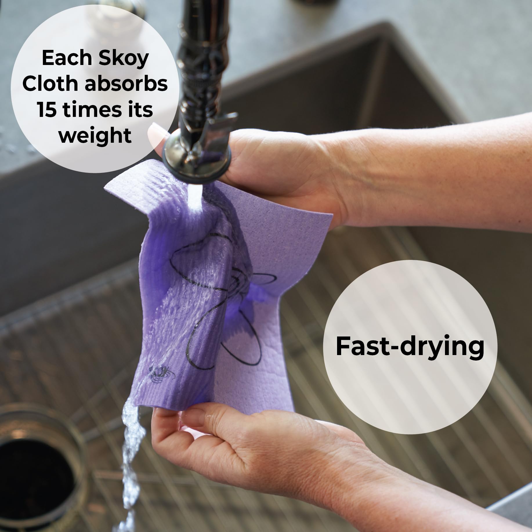 Skoy Cloth, 4-pack Versatile Swedish Dishcloths for Kitchen and Household Use, Reusable Cleaning Cloths, Planet-Friendly, Dishwasher and Dryer-Safe