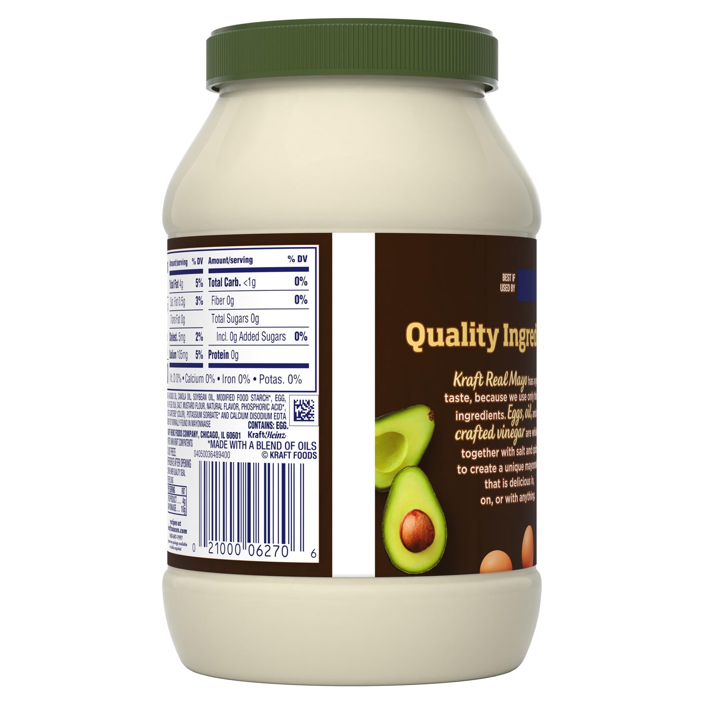 Kraft Mayo with Avocado Oil Reduced Fat Mayonnaise - Classic Creamy Condiment for Sandwiches and Salads, Made with Cage-Free Eggs, For a Keto and Low