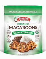Jennies Organic Chocolate Drizzle Coconut Macaroons, 5.25oz | Dairy Free | Gluten Free | Peanut Free | Individually Wrapped