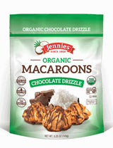 Jennies Organic Chocolate Drizzle Coconut Macaroons, 5.25oz | Dairy Free | Gluten Free | Peanut Free | Individually Wrapped