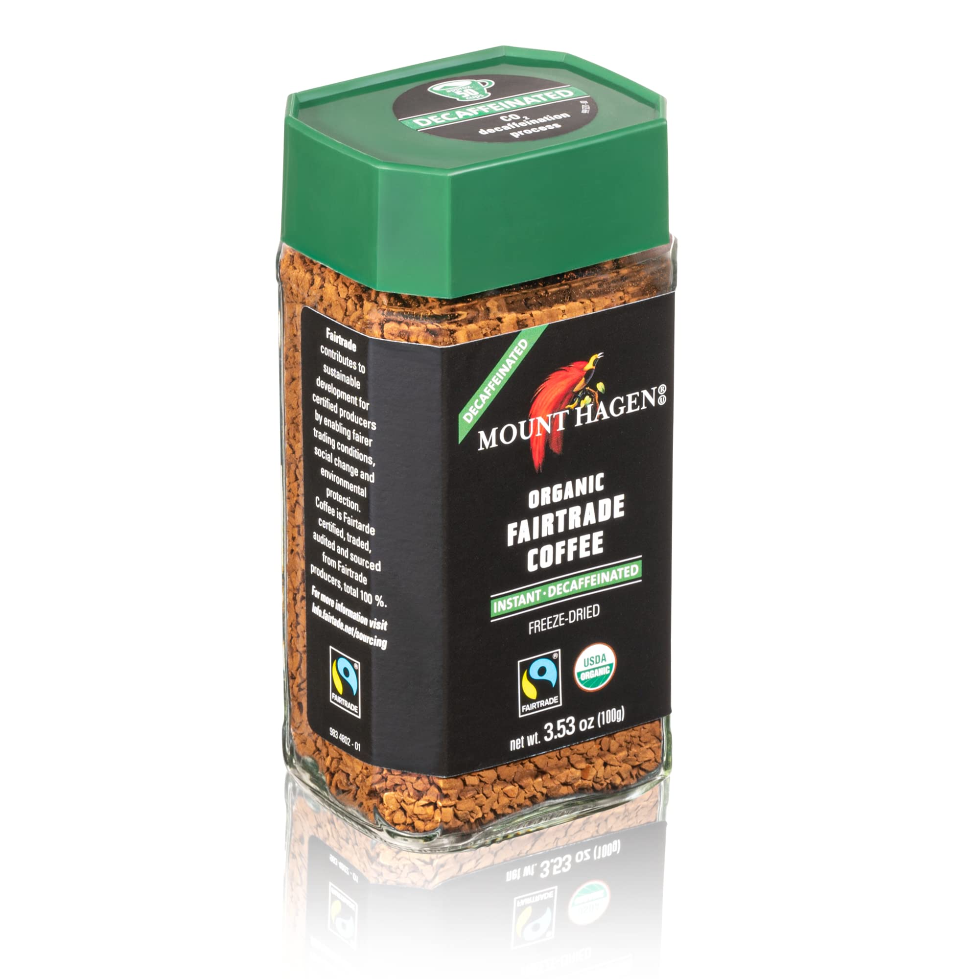 Mount Hagen 3.53oz Organic Freeze Dried Instant Decaf Coffee | Eco-friendly, Fair-Trade Decaffeinated Coffee, Made From Organic Medium Roast Arabica