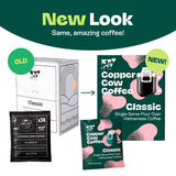 Copper Cow Coffee Pour Over Vietnamese Coffee Pouches + Sweetened Condensed Milk Creamers (8 Coffees & 8 Milk Creamers) | Classic Black Lattes, No