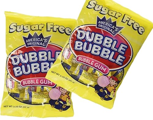 PHILCON6 Dubble Bubble Gum 3.25 Ounce Bag (2 Pack) - Individually Wrapped Sugar Free Bubble Gum Individually Wrapped Sugar Free Bubble Gum 2pack