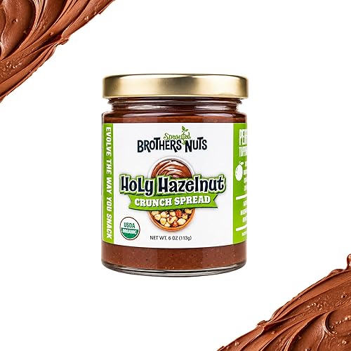 Brothers Nuts Holy Hazelnut Crunch Spread - Toasted Organic Hazelnuts with Sweet & Crunchy Cacao - Vegan, Gluten-Free, Kosher - No Preservatives - 6