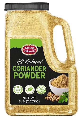 Coriander Powder 5 LB Bulk Jar - All Natural, Pure, Bulk Corriander Seeds Ground, No Preservatives & Freshly Packed by Spicy World