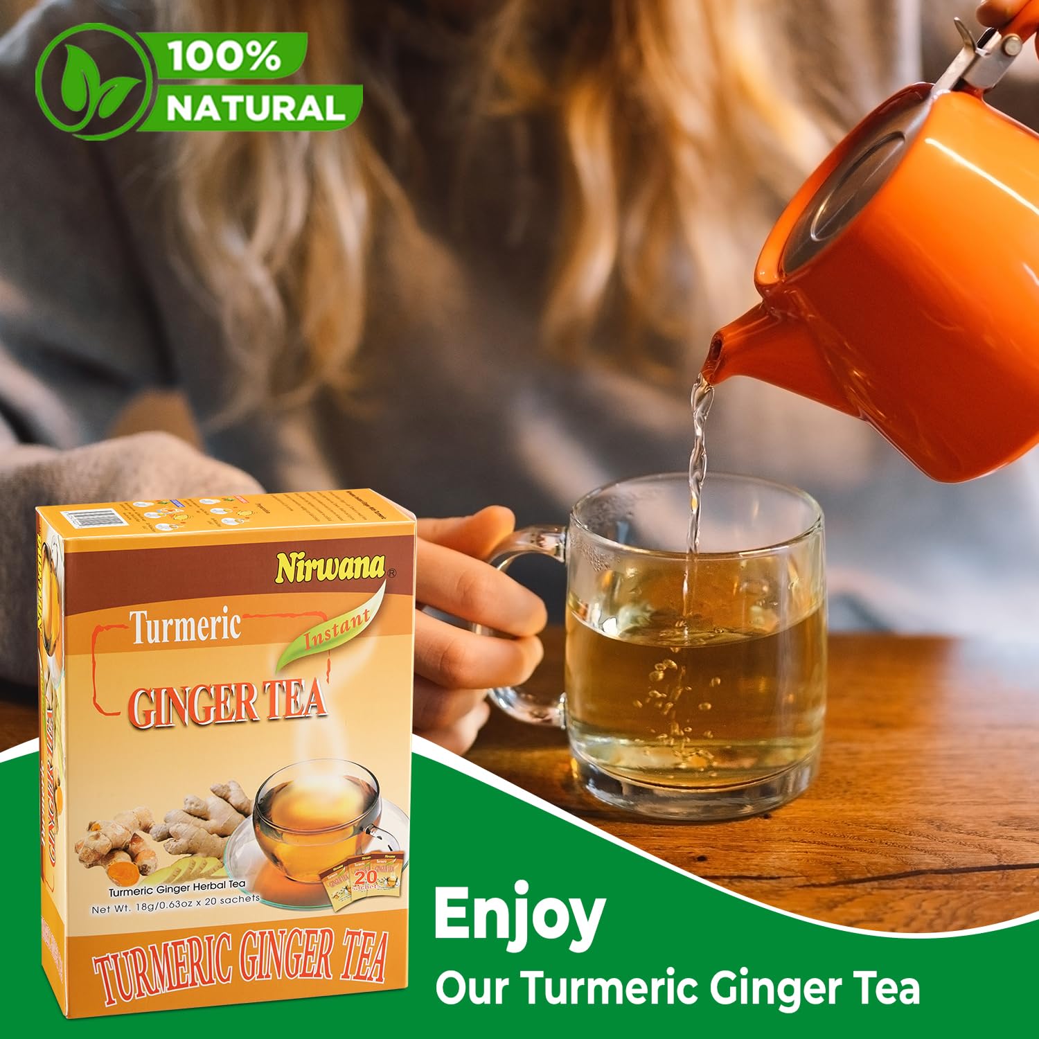 Turmeric Ginger Tea - Warming Herbal Blend with Spices - Soothing & Aromatic Loose Leaf or Tea Bags 20 Sachets