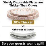 hapray 201PCS Disposable Paper Plates Rose Gold Party Supplies, Polka Dots Birthday and Baptism Decorations, include Cups, Napkins, Plastic