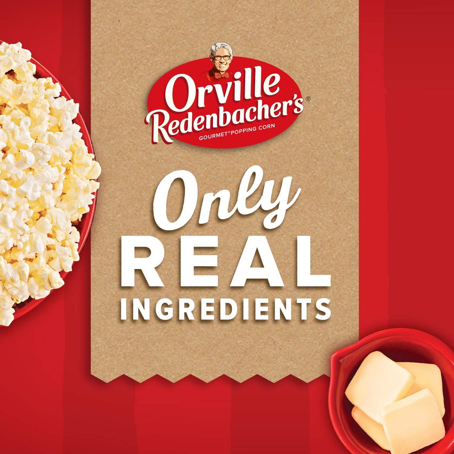 Orville Redenbacher’s Microwave Popcorn + Tub, Movie Theater Butter Flavor, 2g Fiber Per Serving, 3.9 oz.