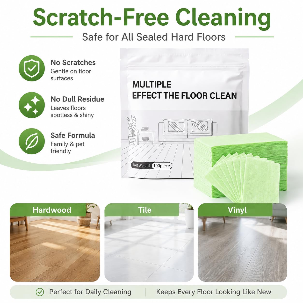 UsLikeDiy Multi-surface Floor Cleaning Tablets, High Efficiency Concentrated Cleaning Pods, Suitable for Hardwood Tile Laminate Home Indoor Use