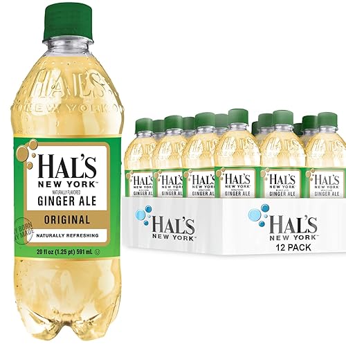 Hal's New York Seltzer Water, Ginger Ale Sparkling Water, 20 Fl Oz Bottles (Pack of 12)