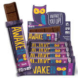 Awake Caffeinated Chocolate Bars - Dark Chocolate, 12 Bars - 100mg Caffeine - 1 Bar Equals 1 Cup of Coffee - Individually Wrapped Energy - Fairtrade