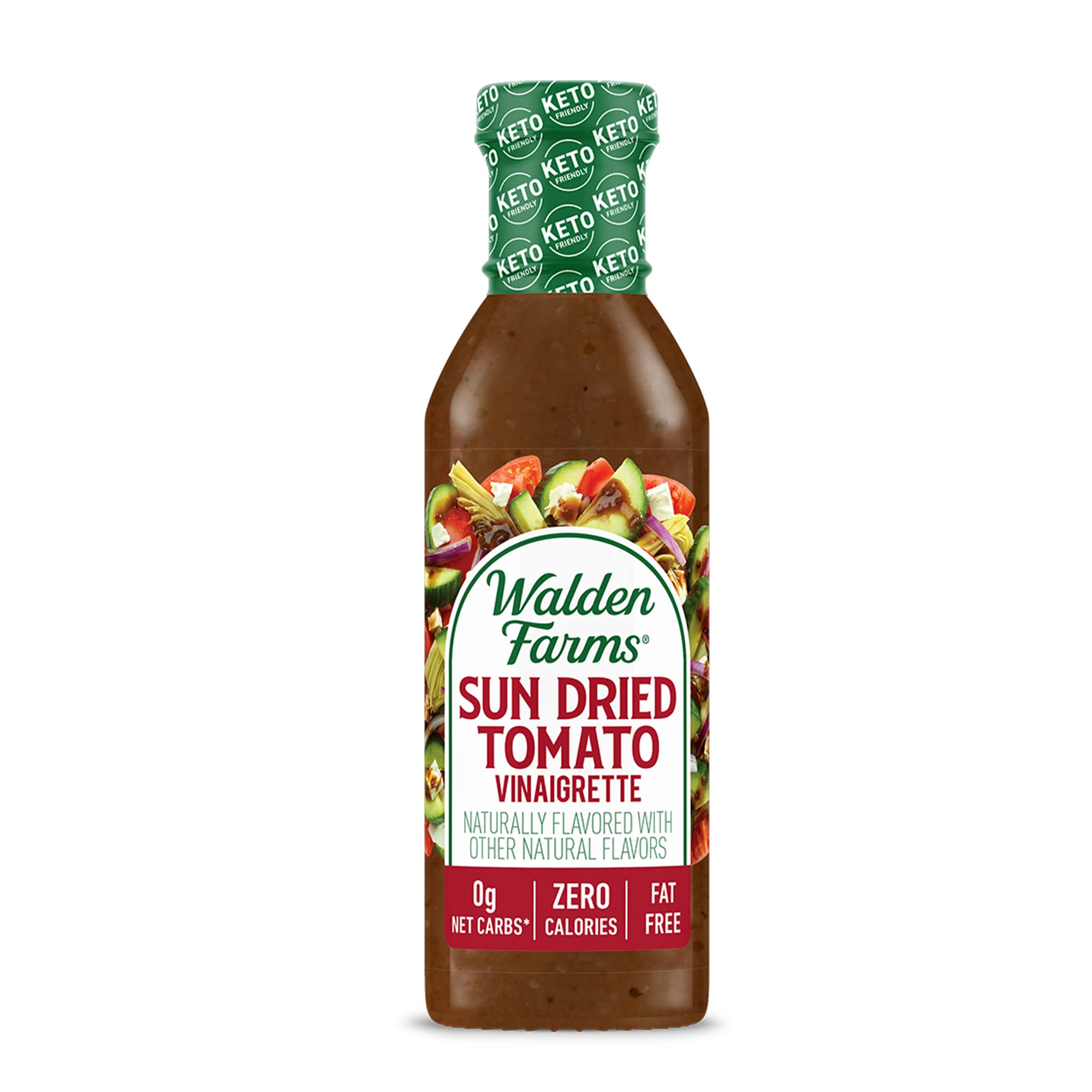 Walden Farms Sun Dried Tomato Vinaigrette Dressing 12 oz Bottle - Sugar Free 0g Net Carbs Condiment - So Tasty on Salad, Grilled Chicken, Vegetables