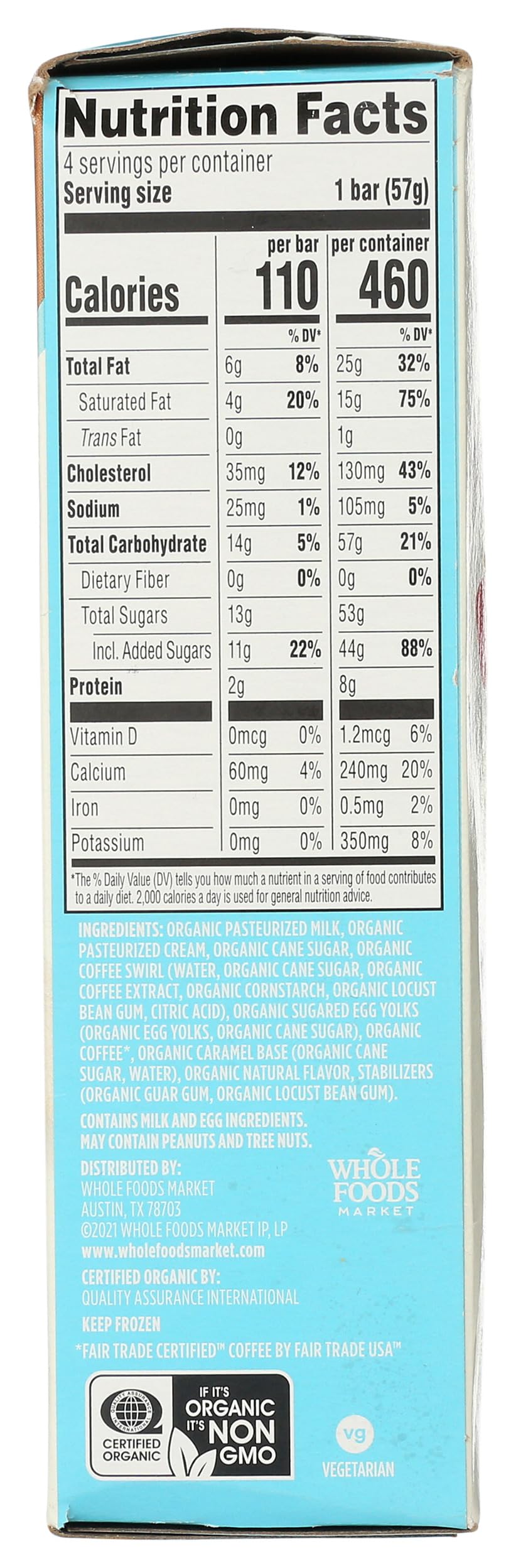 365 by Whole Foods Market Organic Coffee & Cream Ice Cream Bar, 10 FZ