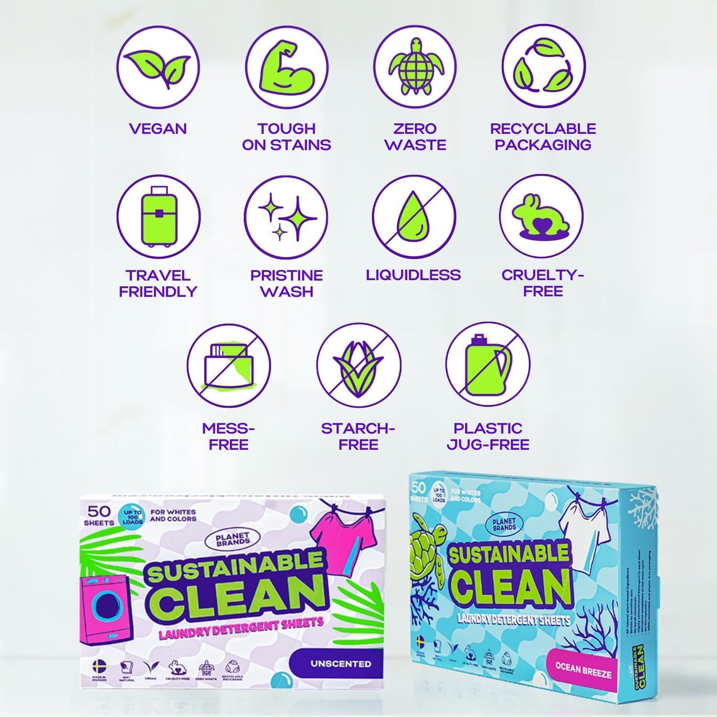 Laundry Detergent Sheets - 3 Pack Made in Sweden, Up to 300 loads 150 Sheets, Sustainable Clean Liquidless Technology, Dissolves Instantly, No Harsh