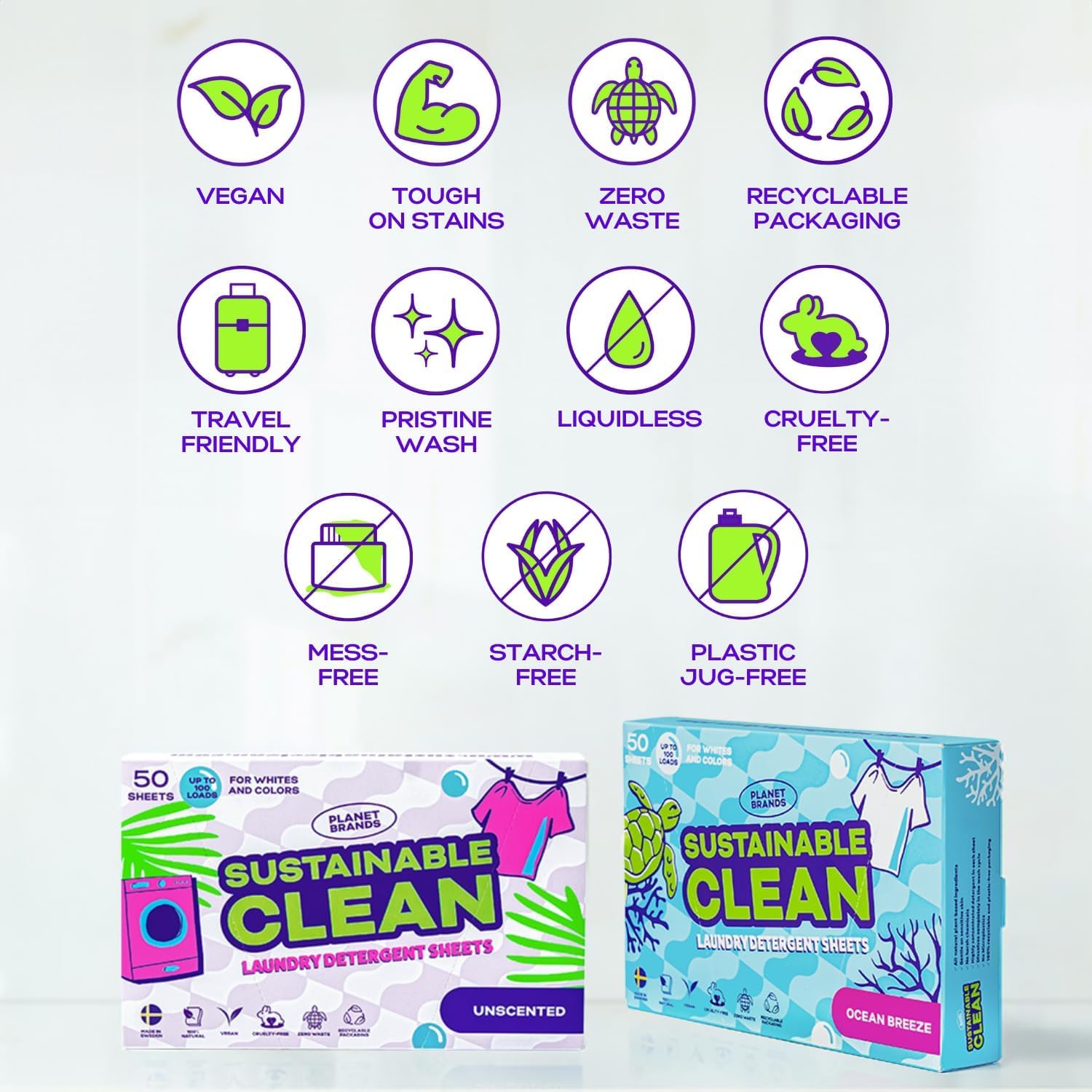 Laundry Detergent Sheets - 3 Pack Made in Sweden, Up to 300 loads 150 Sheets, Sustainable Clean Liquidless Technology, Dissolves Instantly, No Harsh