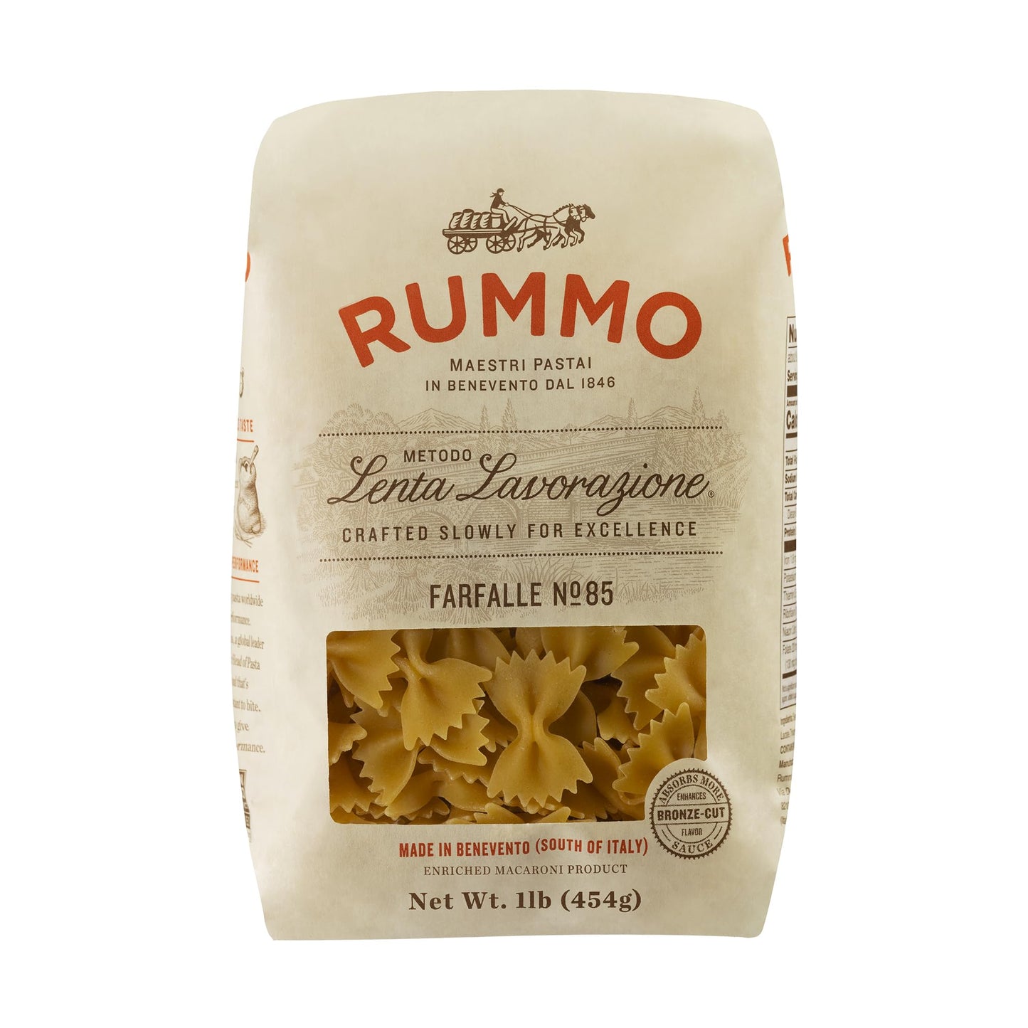 Rummo Farfalle Pasta N.85 - Bow Tie Pasta Noodles, Durum Wheat Farfalle, Dry Bowtie Pasta, Fresh Italian Pasta - 16 Ounce (Pack of 3)