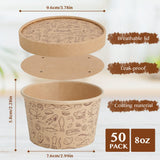 LITOPAK 50 Pack 8 oz Paper Containers with Vented Lids, Kraft Paper Food Cups, Soup Containers Cups with Lids, Disposable Bowls for Hot Soup
