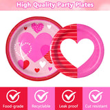 Dereinwo 100PCS Valentines Day Paper Plates and Napkins, Disposable Party Supplies for Valentine's Day Party Decorations, Valentine's Textures Design