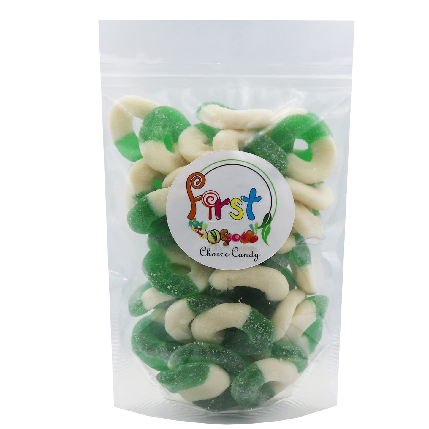 FirstChoiceCandy Gummy Rings Candy (Green Apple, 1 Pound (Pack of 1))