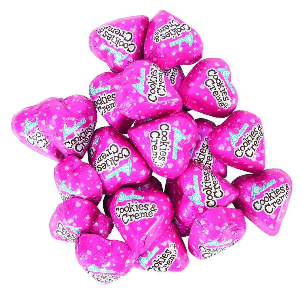 R.M. Palmer Cookies & Creme Hearts, Bulk Bag of Chocolatey Cookies & Cream Candies, Valentine’s Day Treats (2lbs.)