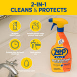 Zep Plus Bathroom Foaming Cleaner 32 oz (2 Units) with a Blue Microfiber Rag ECBD021 - Fight Soap Scum and Hard Water with our powerful Bathroom