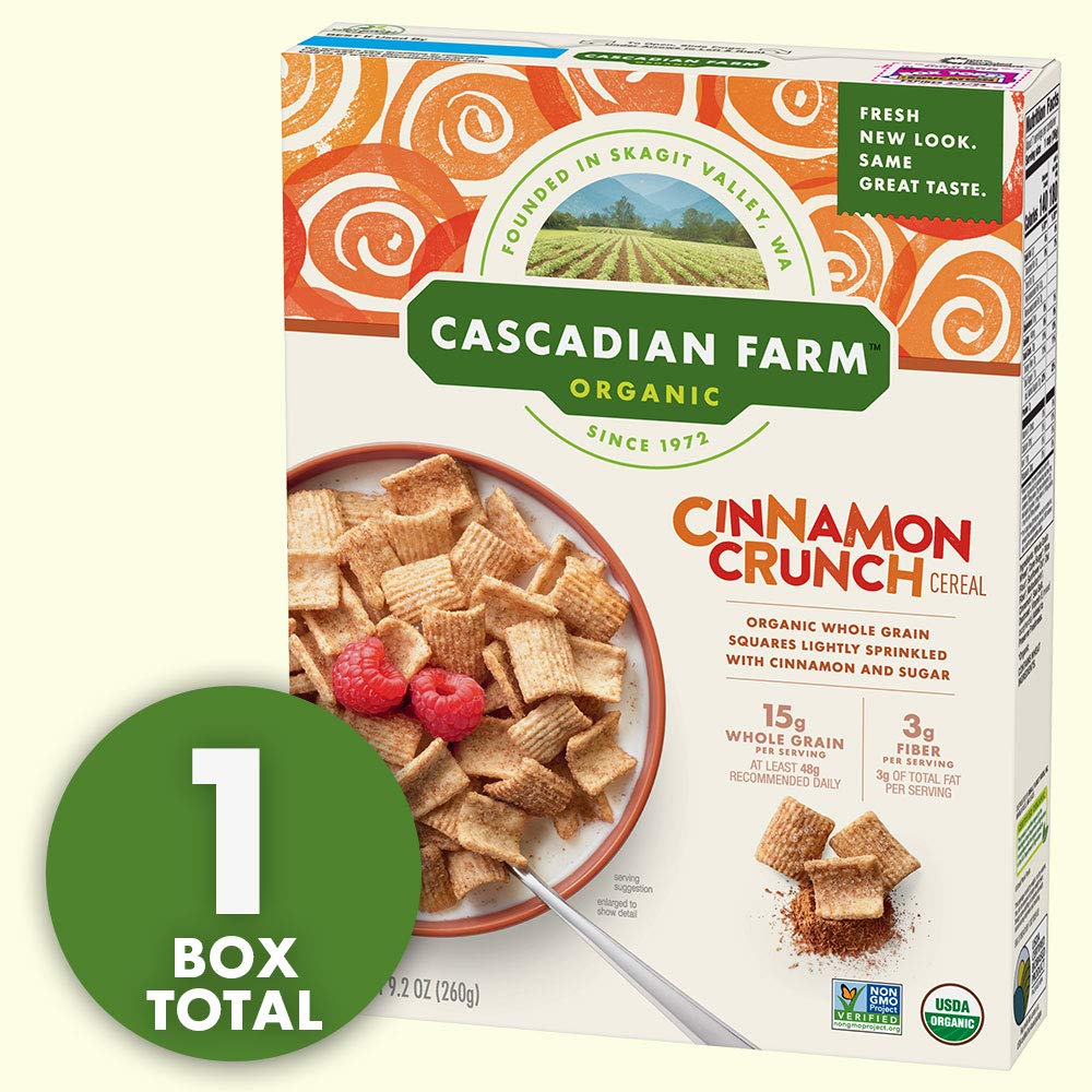 Cascadian Farm Organic Cereal, Cinnamon Crunch, Whole Grain Cereal, 9.2 oz