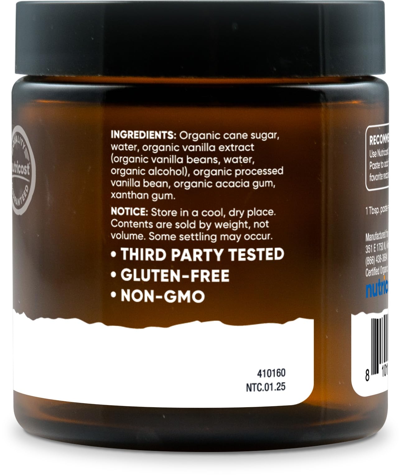Nutricost Organic Madagascar Vanilla Bean Paste (4 oz) - Vanilla Bean Paste for Baking and Cooking, USDA and CCOF Organic, GMO-Free, Gluten-Free