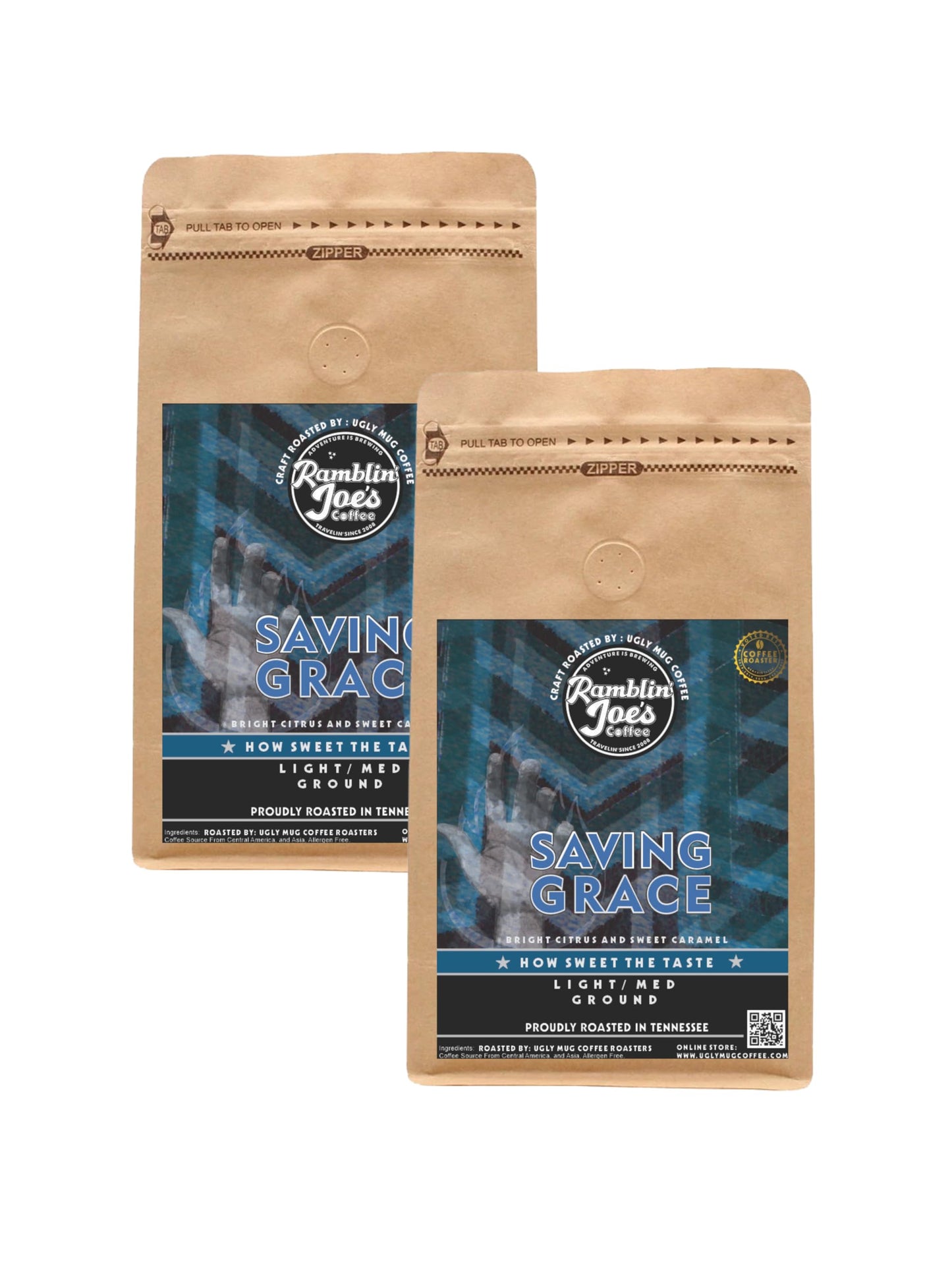 Ramblin' Joe's Coffee Medium Roast | 2-12oz Ground Coffee Packs (Saving Grace, Ground)