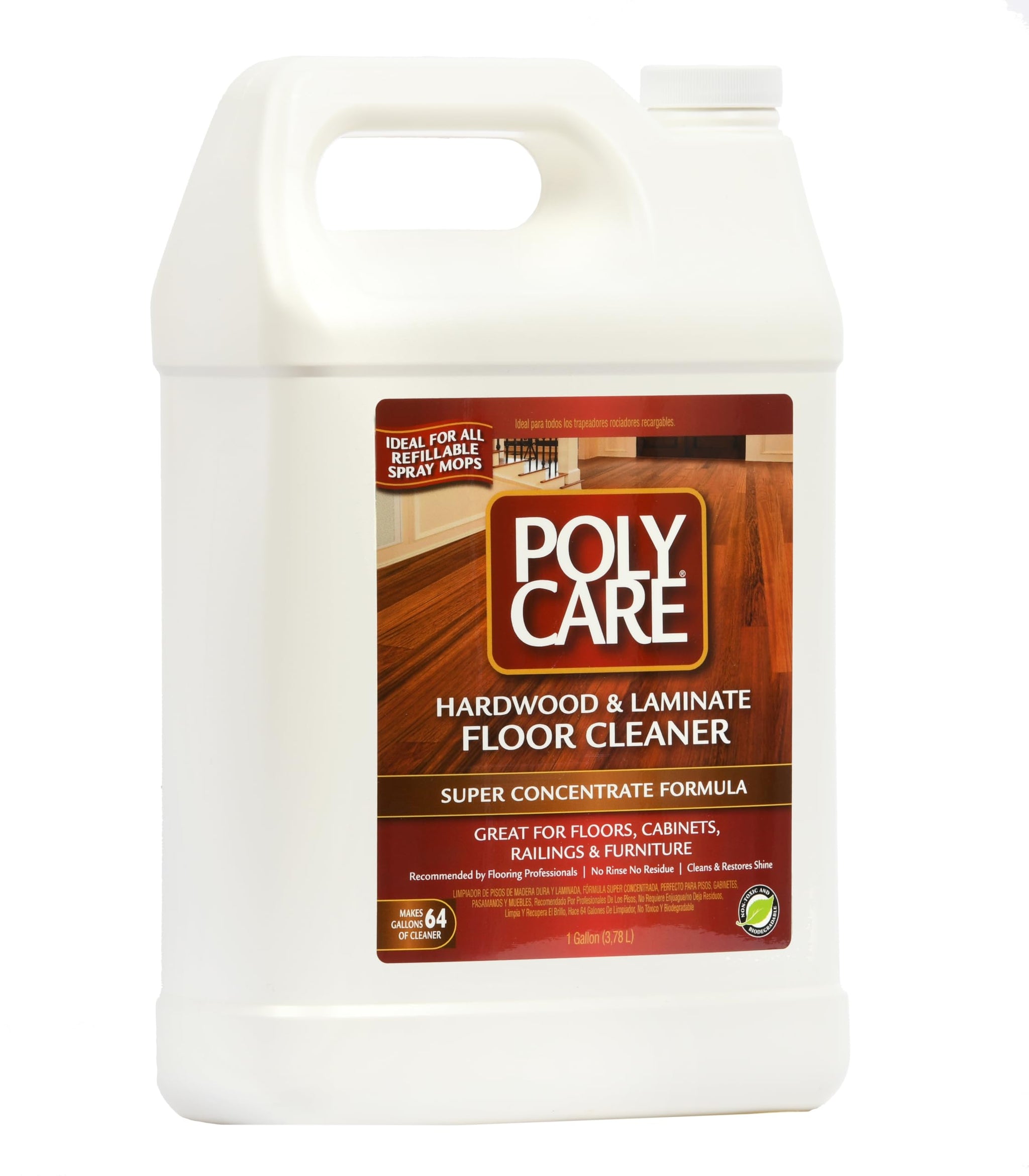 PolyCare Hardwood Floor Cleaner Super Concentrate - 128 Fl Oz - Fresh- Dilute Concentrate with Water for Spray Mops and Spray Bottles - Residue-Free