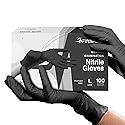 Black Nitrile Disposable Gloves Large, 100 Count - Powder-Free Latex-Free Gloves for Food Prep, BBQ, Tattooing, Cleaning, and Household Use - Snug Fit