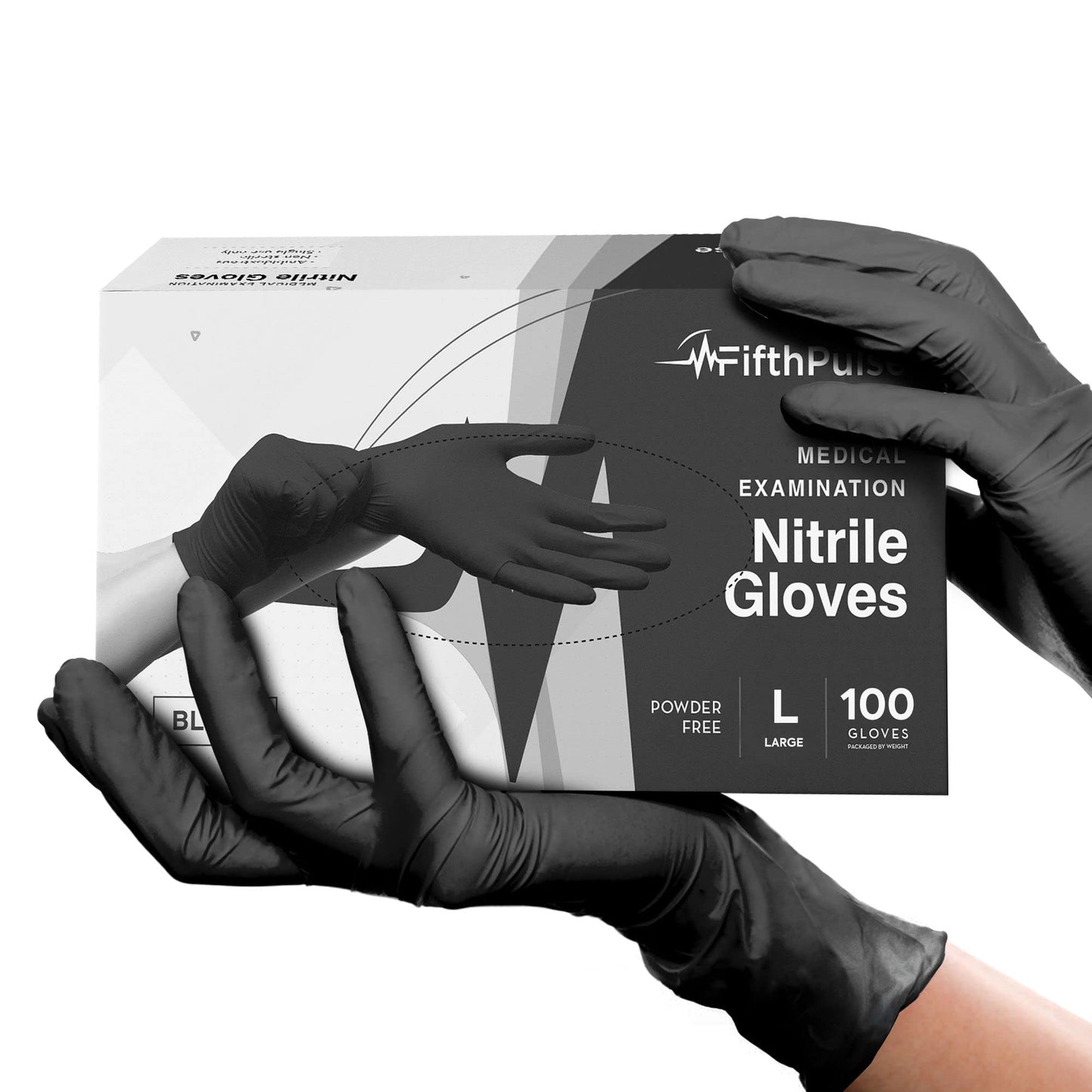 Black Nitrile Disposable Gloves Large, 100 Count - Powder-Free Latex-Free Gloves for Food Prep, BBQ, Tattooing, Cleaning, and Household Use - Snug Fit