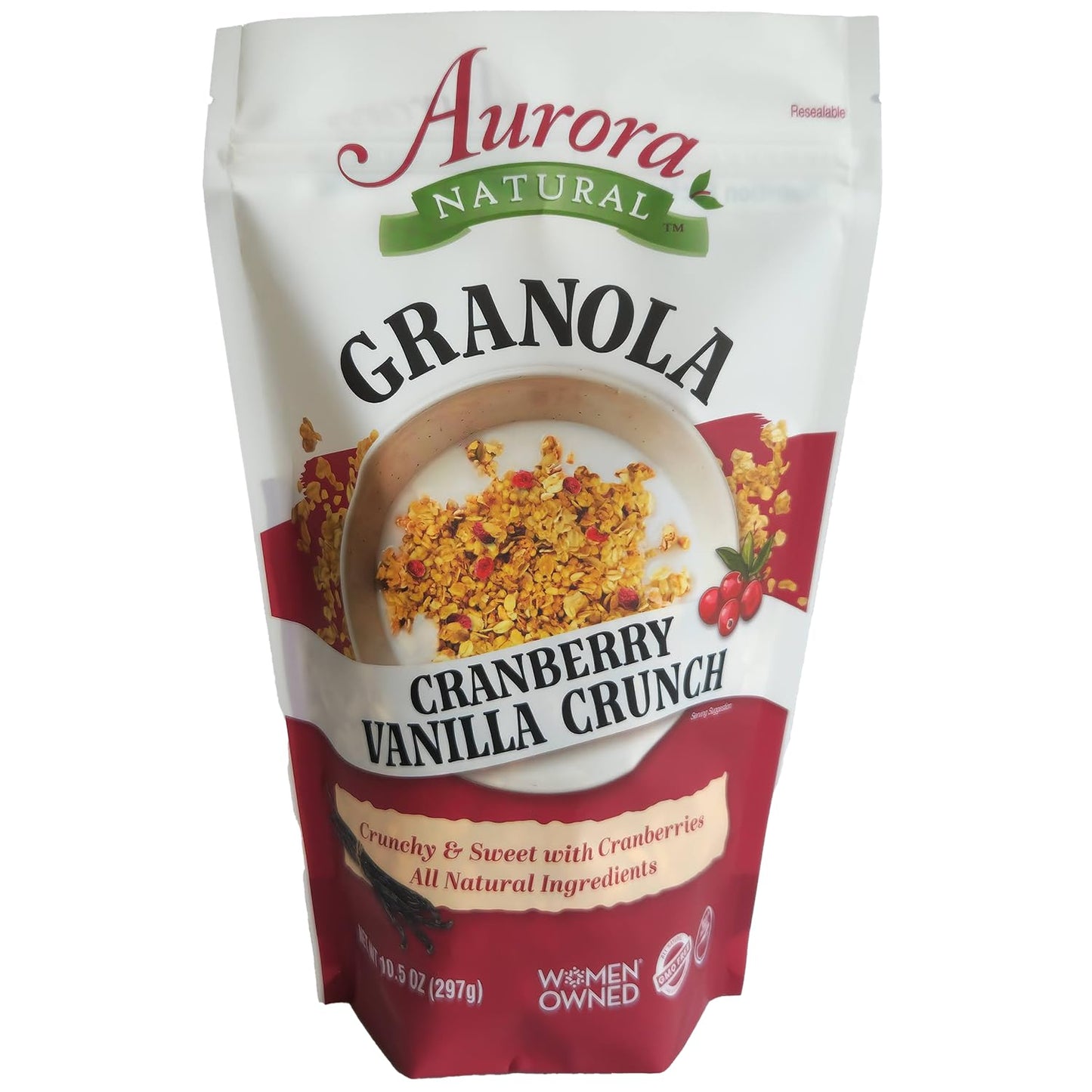 Aurora Natural Cranberry Vanilla Crunch Granola, 10.5 ounce bag