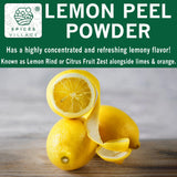SPICES VILLAGE Lemon Zest Powder, Natural Lemon Peel Powder for Baking, 4 oz, Cooking and Herb Tea - Certified Kosher, Gluten Free, Non GMO, Vegan