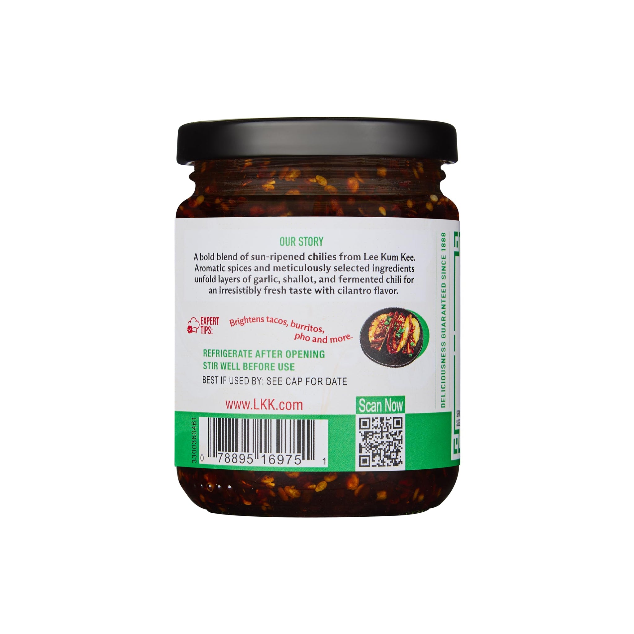 Lee Kum Kee Cilantro Chili Crisp (7 oz - 1 Pack) Spicy & Refreshing Flavor | Vegan | Perfect for Drizzling, Stir-Frying, Dipping, Grilling, Marinades