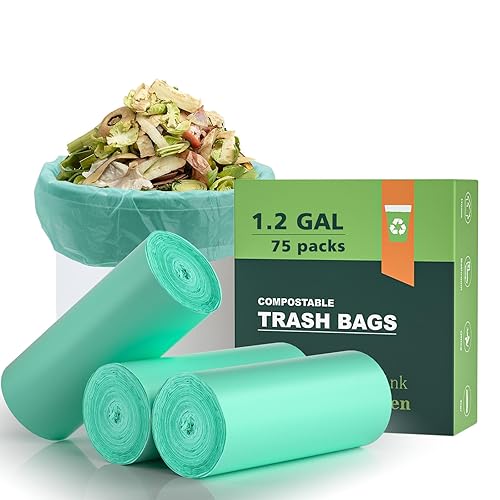 Trash Bags Small 1.2 Gallon AYOTEE, Garbage Bags for Home Office Kitchen fit 5 Liter 5L,1 Gal,74 count, Mini Compostable Bathroom Wastebasket Can
