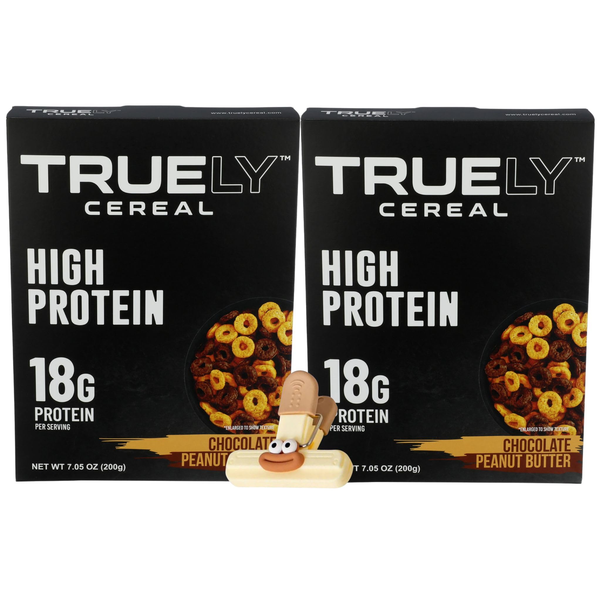 Truely Cereal Chocolate Pb - 2 Pack 7.05 oz Boxes - Protein for Breakfast - High Protein Snack - Protein Option - Truely Cereal with a Random Item