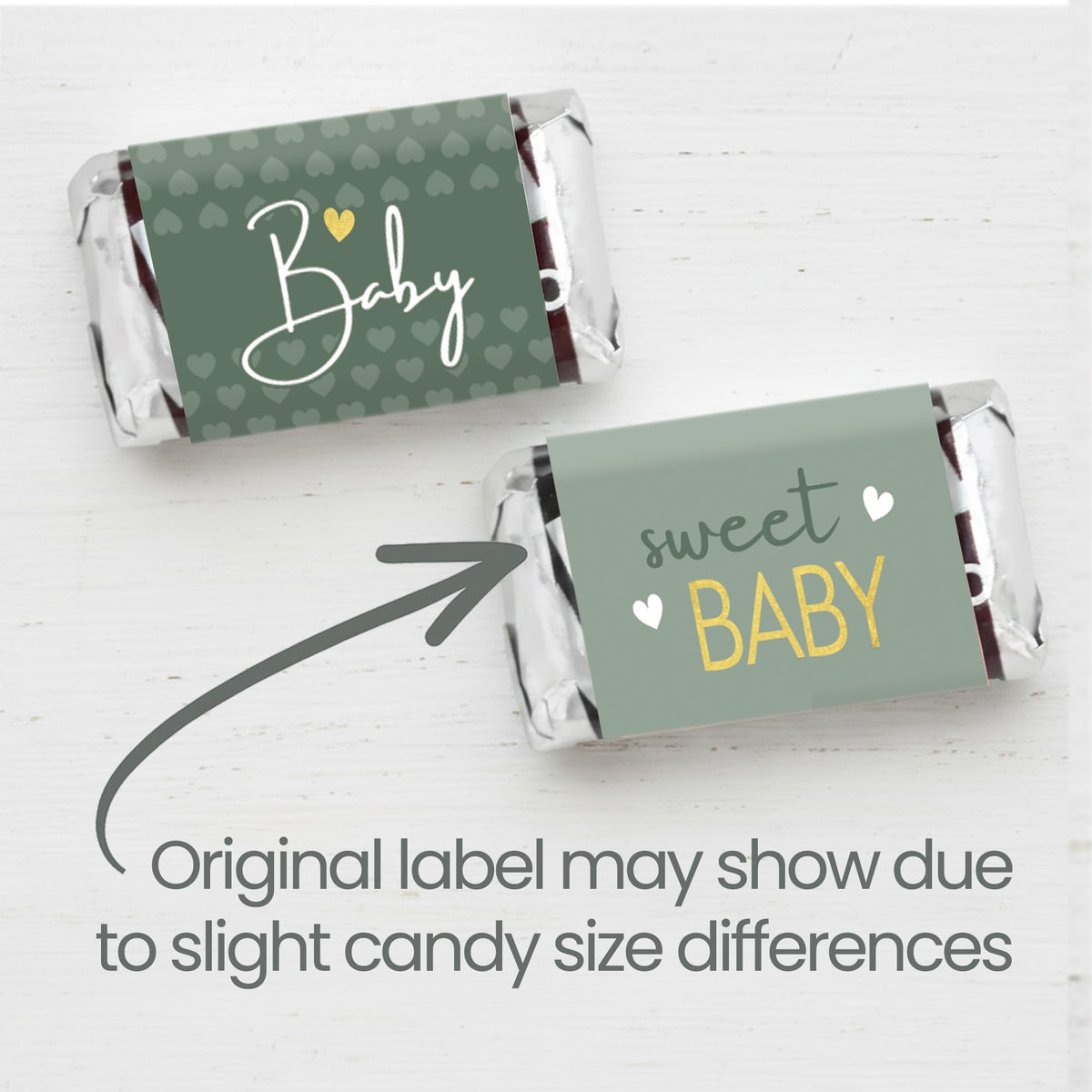 Green Baby Shower Candy Bar Wrappers, Oh Baby Greenery, 42 Count