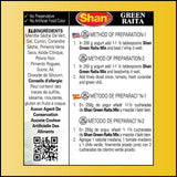 Shan Green Raita Recipe and Seasoning Mix 1.41 oz (40g) - Mint, Green Chili and Spice Seasoning Powder for Yogurt - Suitable for Vegetarians