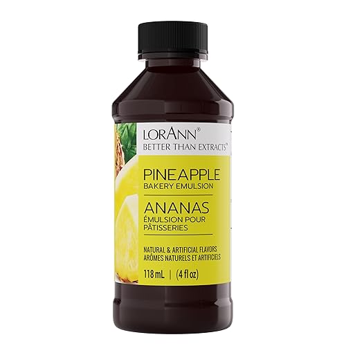 LorAnn Pineapple Bakery Emulsion, 4 oz - Intense Pineapple Flavor Extract for Baking, Cookies, Frosting, Ice Cream, Pineapple Pie, Smoothies