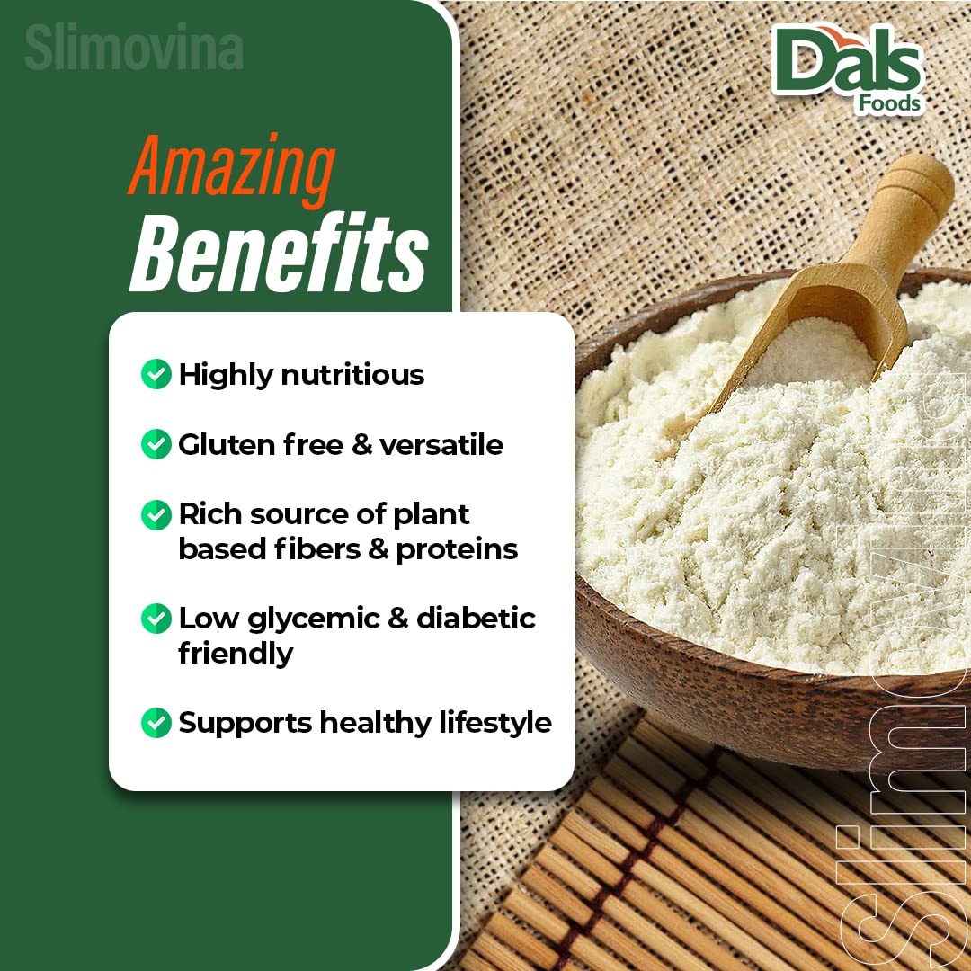 Dals Foods Healthy Nutritious Fufu, Slimovina | 100% Natural Flour, Low-Carb, Plant-Based Fiber & Protein Blend, Gluten Free Baking & Cooking, Grain Free | Keto Substitute to Grains & Starch| Packaged in USA