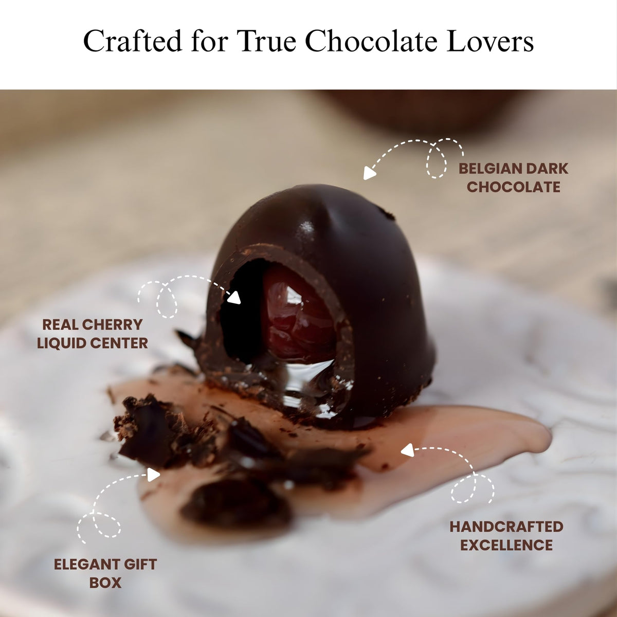 Andy Anand Chocolatier Sugar Free Belgian Dark Chocolate Cherry Cordials - Plant Based, Liquid Center Filled Chocolate Covered Cherries - Perfect as