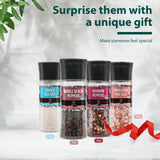 Soeos Spice Seasoning Set of 4, 9.8oz(277.82g), With Integrated Grinders, Salt and Pepper Grinder Set, Pure and Fresh Perfect for BBQ Seasoning Gift