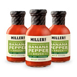 Miller's Banana Pepper Sauce - Red Banana Pepper Mild Hot Sauce, Sweet Spicy Banana Pepper Sauce - Best Use for Chicken Wing, Burgers, Sandwich