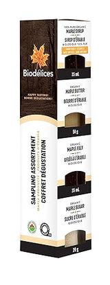 Biodelices Organic Maple Syrup, Maple Butter, Maple Jelly, and Maple Sugar - 100% Pure Maple Syrup - Tasting Pack - Premium Artisan, Natural
