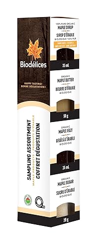 Biodelices Organic Maple Syrup, Maple Butter, Maple Jelly, and Maple Sugar - 100% Pure Maple Syrup - Tasting Pack - Premium Artisan, Natural