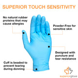Superior Glove KeepKleen Contour Work Nitrile Gloves (100 Count) Latex Free Glove, Disposable Gloves, Powder Free, 9" Length - RDCNPF (Large)